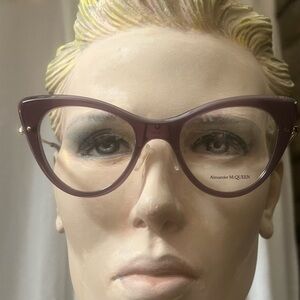 Alexander McQueen Mauve Purple Cat Eye Classic Transparent Acetate Eyeglasses